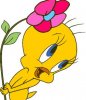 TIERE Tweety girl mit Blume.jpg